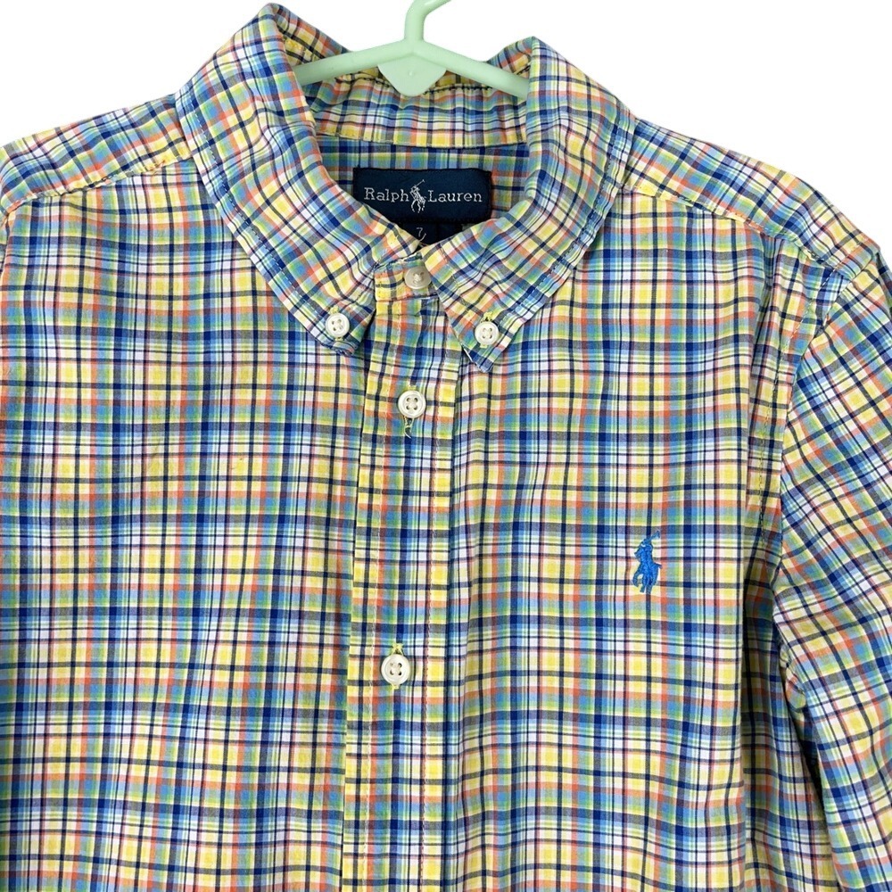 Ralph Lauren Button Shirt‎ Boys 7 Preppy Oxford Heritage Classic Essential Style